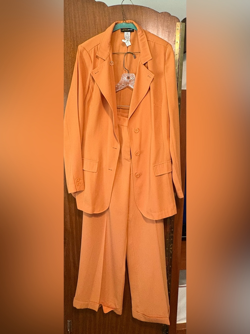 metrostyle Orange Single-Breasted Blazer and Trousers Set
